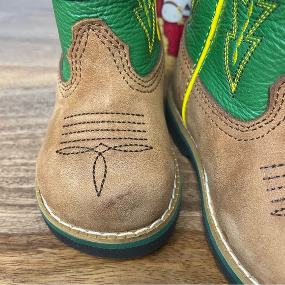 John Deere Shoes John Deere Johnny Poppers Green Leather Toddler Western Cowboy Boots